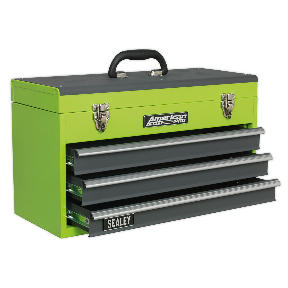 Sealey Tool Chest Box 3 Drawers Portable Ball Bearing Runners HiVis AP9243BBHV