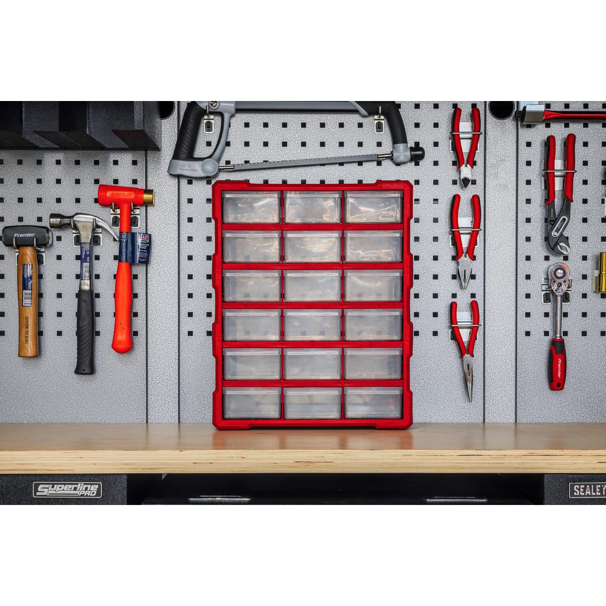 Sealey Cabinet Box 18 Impact Resistant Composite Drawers - Red/Black APDC18R