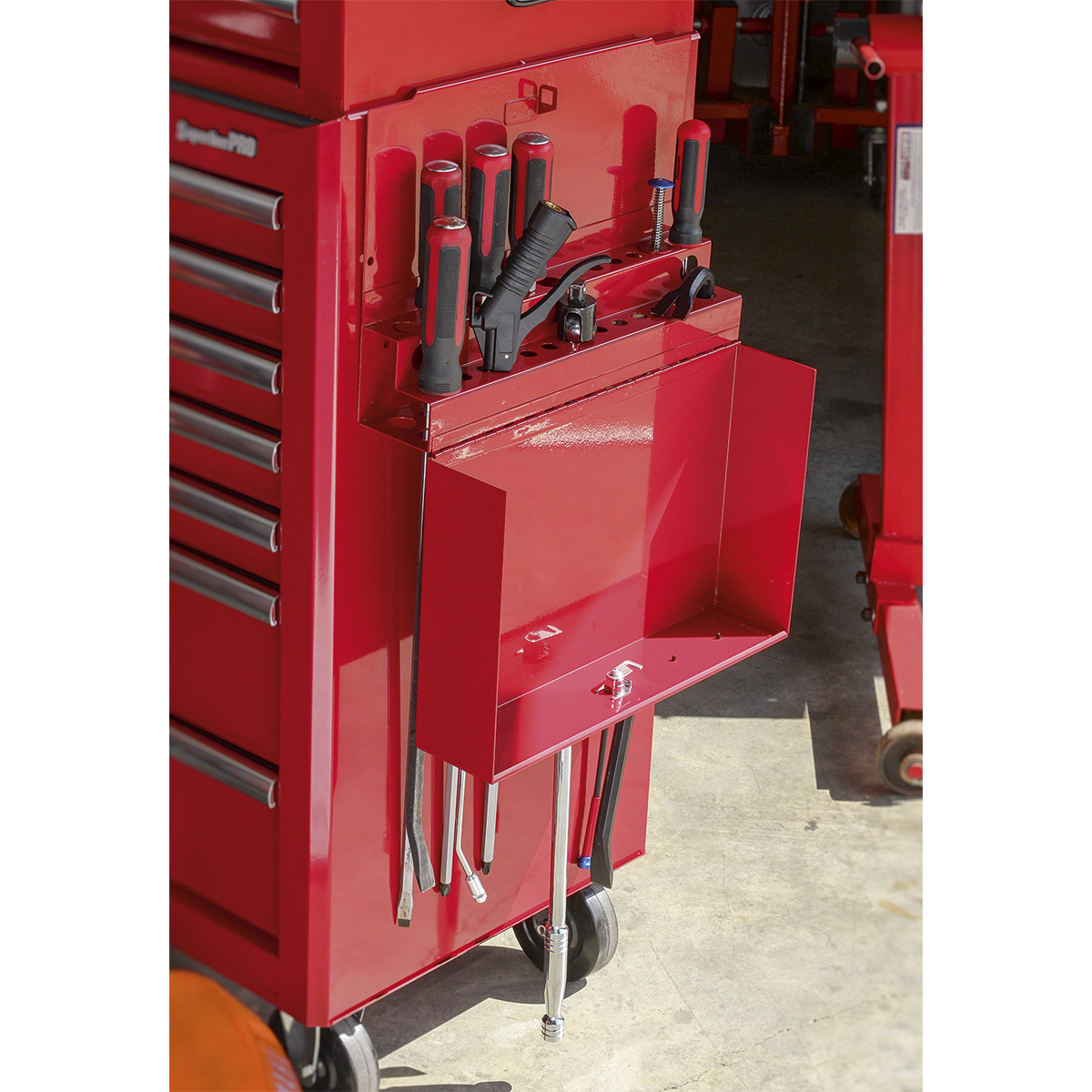 Sealey Side Cabinet For Long Handle Tools With Lock and Two Keys - Red APLHT