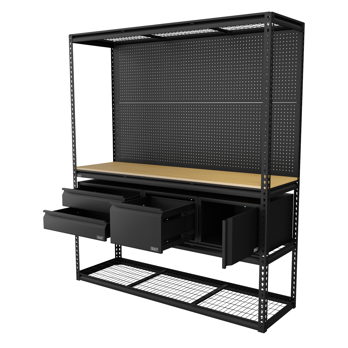 Sealey Heavy-Duty Modular Workbench Racking Kit With 3 Storage Units APMWBCOMBO1