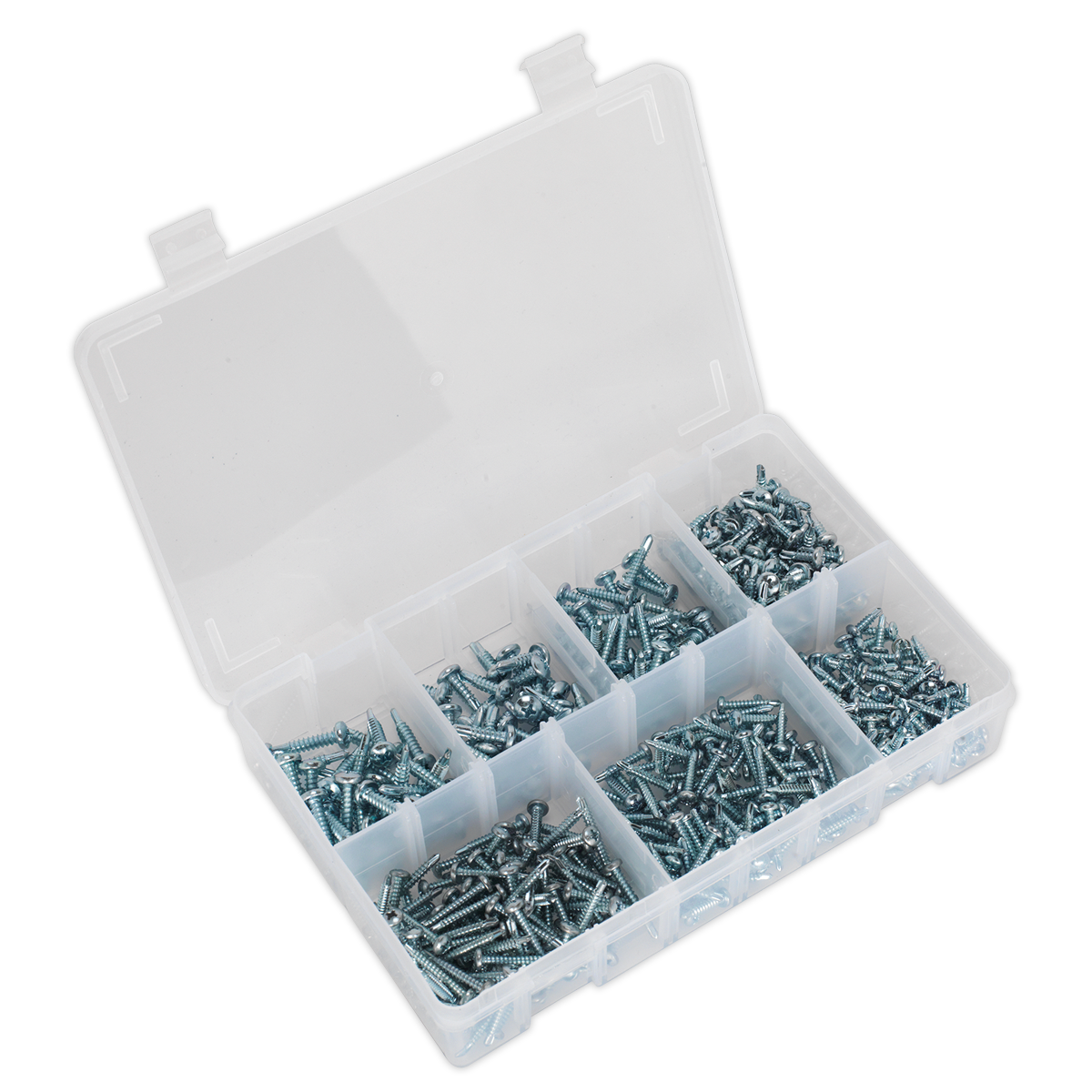 Sealey Self Drilling Screw Assorted 500pc Pan Head Phillips Zinc D7504N AB060SDS