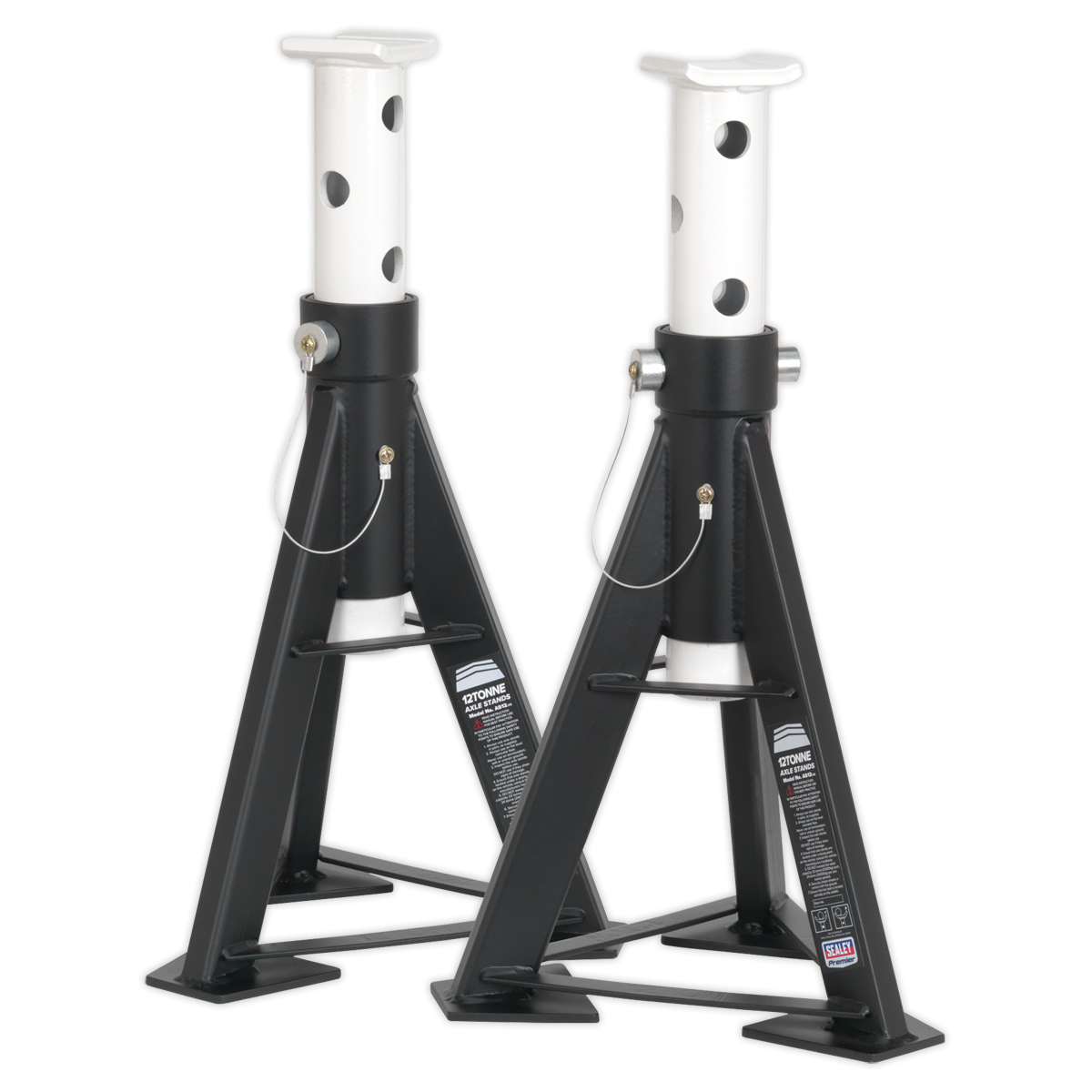 Sealey 2x Heavy Duty Axle Stands 12 Tonne Capacity/Stand 24 Tonne/Pair AS12