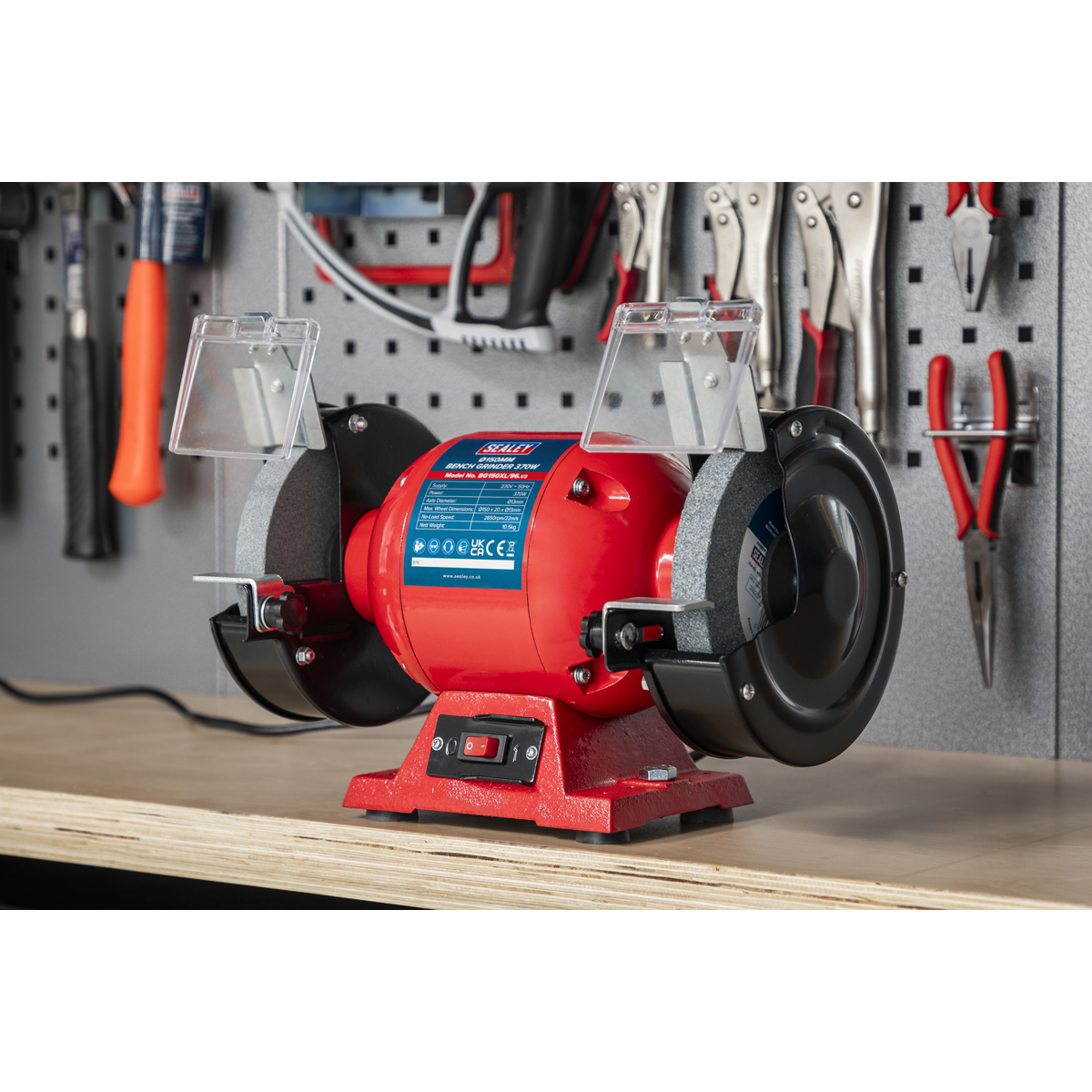 Sealey Bench Grinder 150mm 370W/230V Eye Shields Included 3-Pin Plug BG150XL/96