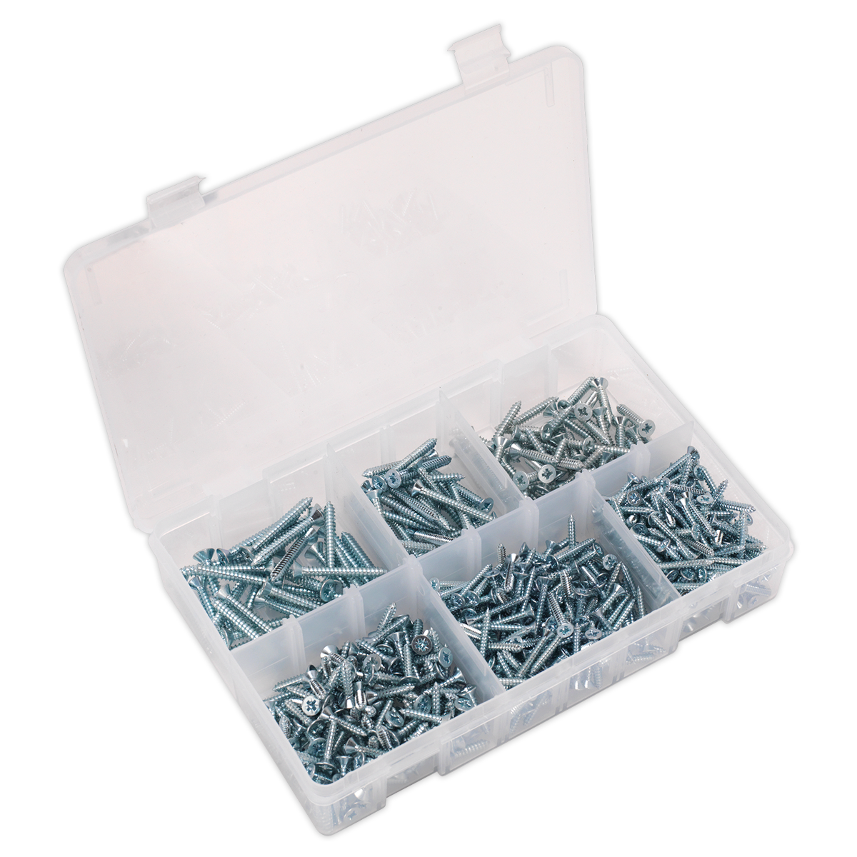 Sealey Self Tapping Screw Assorted 510 Pieces Countersunk Pozi Zinc DIN 7982
