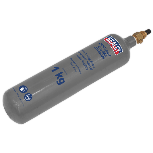 Sealey Gas Cylinder Refillable Carbon Dioxide 1kg For Sealey MIG Welders CO2/1KG