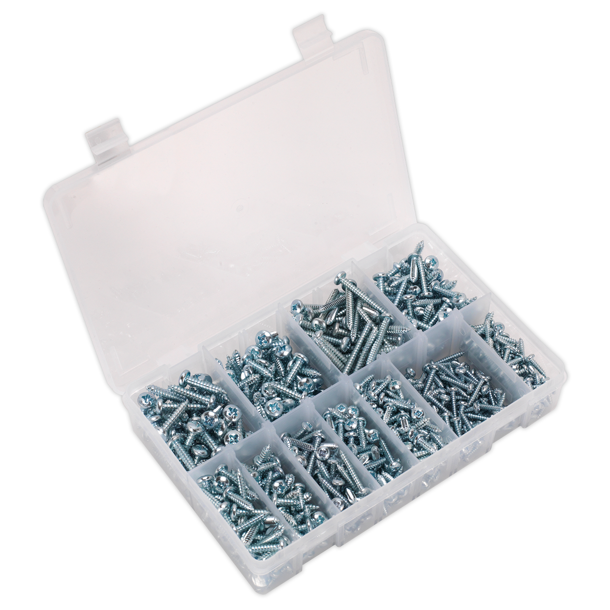 Sealey Self Tapping Screw Assorted 700pc Pan Head Pozi Zinc DIN 7981CZ AB063STPH