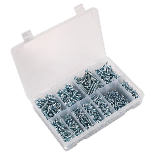 Sealey Self Tapping Screw Assorted 700pc Pan Head Pozi Zinc DIN 7981CZ AB063STPH