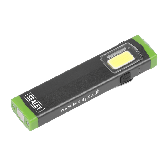 Sealey USB Mini Hand Torch Aluminium 3W COB LED 3.7V 600mAh Li-Ion LED500SB
