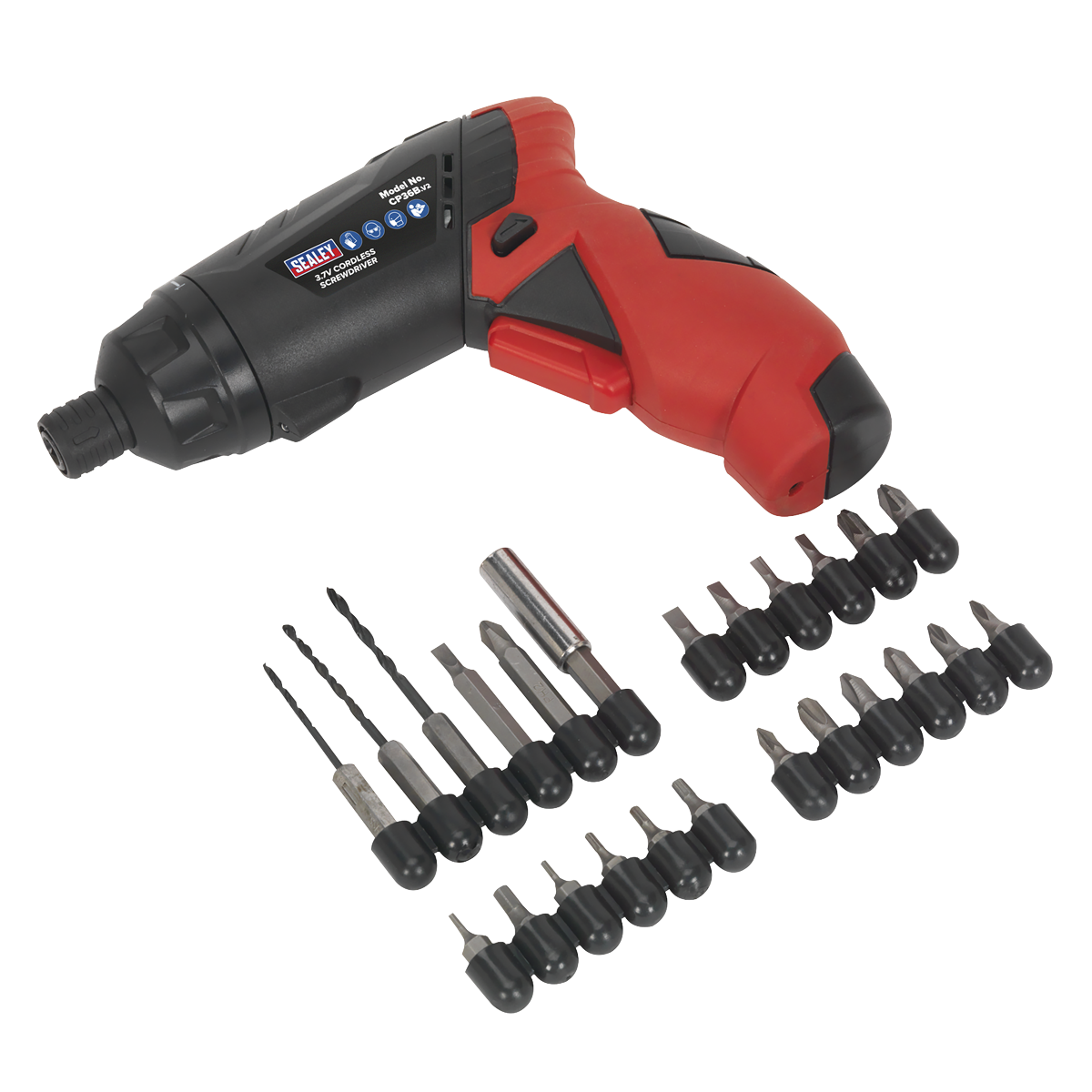 Sealey 3.6V Compact Cordless Screwdriver Set 26 Pieces With LED Worklight CP36B