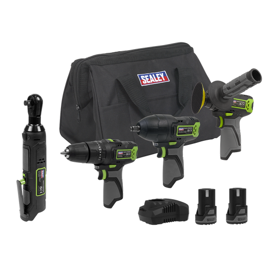 Sealey SV10.8 Series 4x 10.8V Cordless Combo Kit With 2 Batteries & Euro Plug