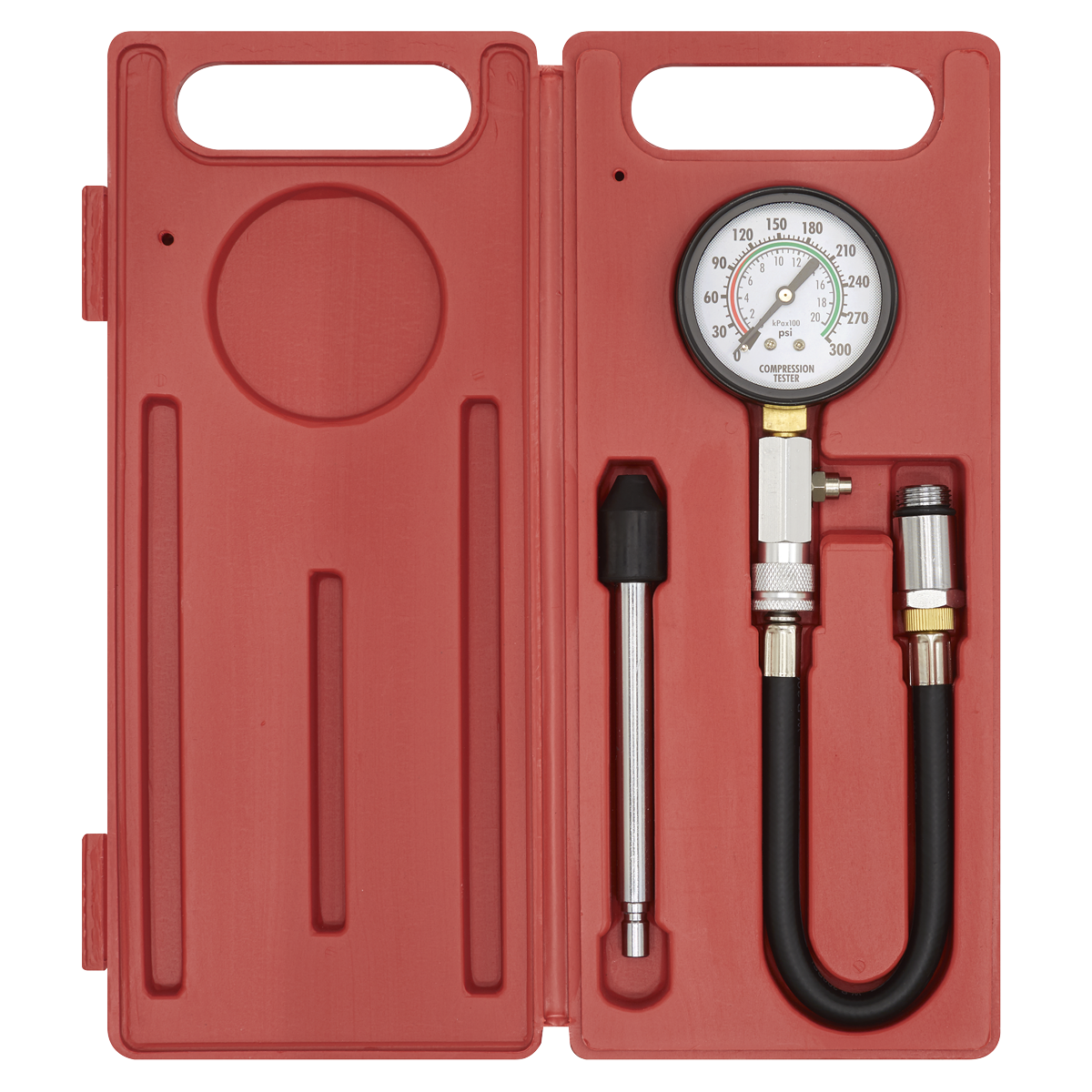 Sealey Petrol Engine Compression Test Kit Large Easy-To-Read Gauge 3 Pcs CT951