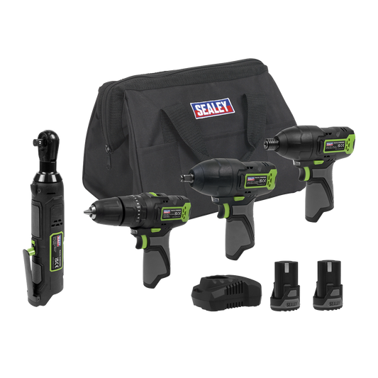 Sealey SV10.8 Series 4x 10.8V Cordless Combo Kit With 2 Batteries & Euro Plug