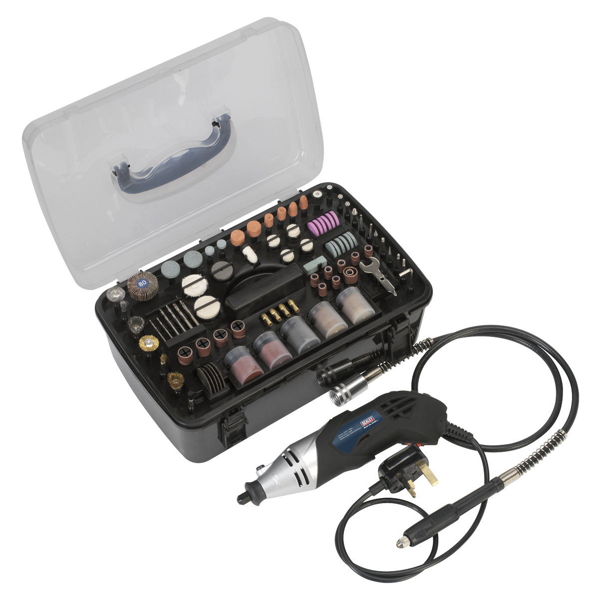 Sealey Multi Purpose Rotary Tool & Engraver Kit 219 Pieces Set 230V 170W E5188