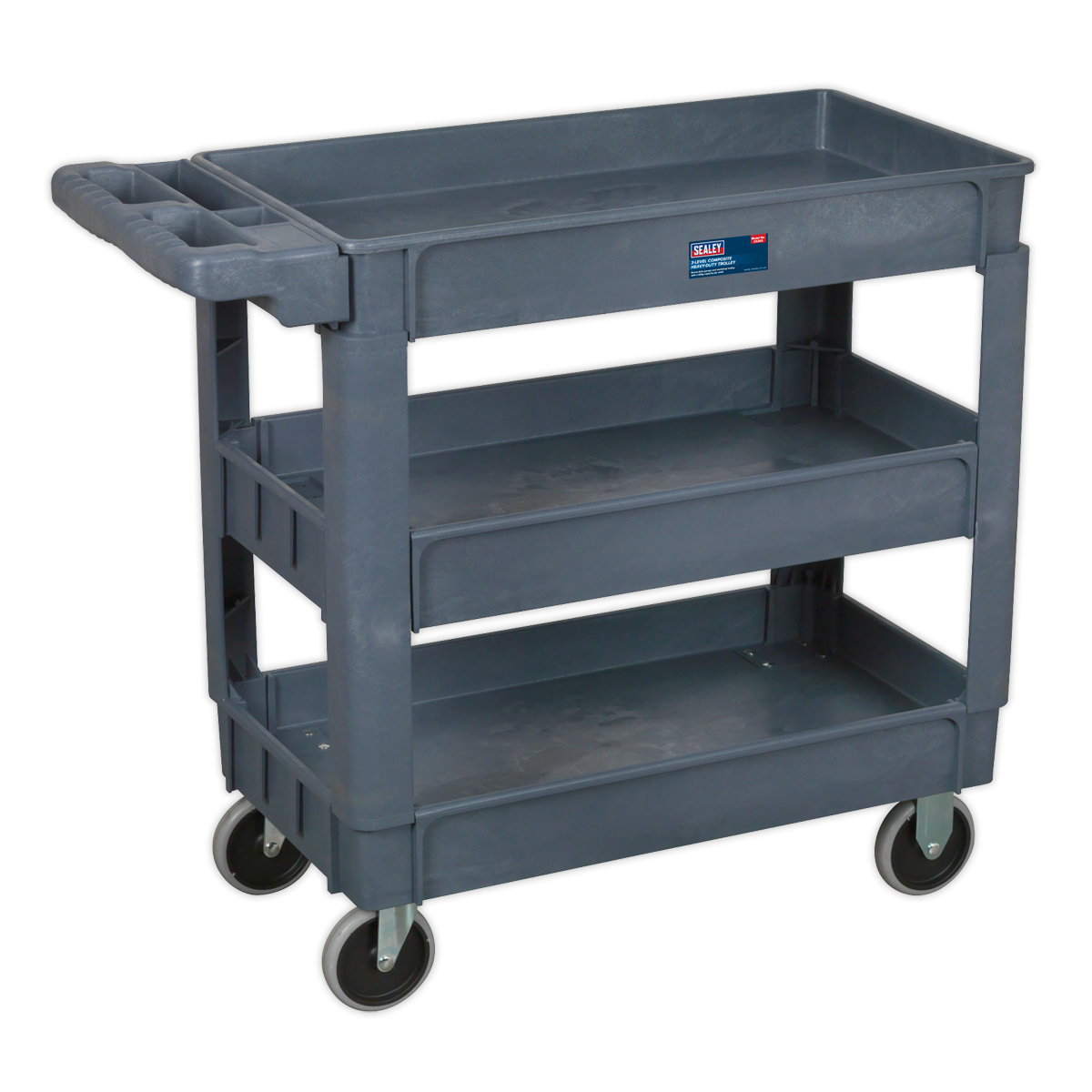 Sealey 3-Level Composite Heavy Duty Trolley With Four Large Rubber Wheels CX203