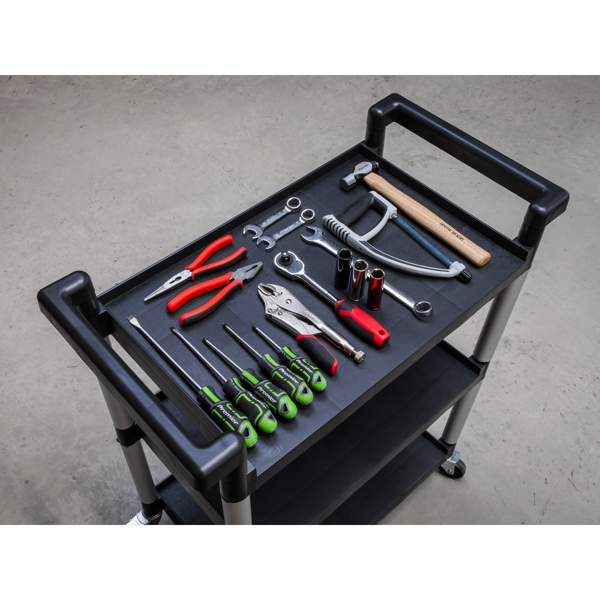 Sealey 3-Level Workshop Trolley With 30kg Capacity Per Shelf Black/Silver CX308