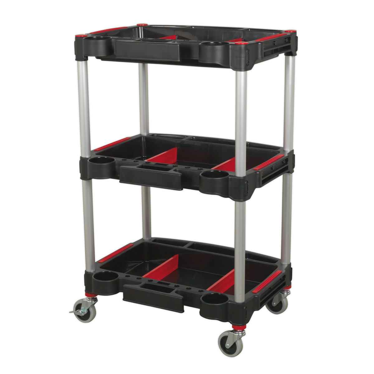 Sealey Workshop Trolley 3-Level Composite With Parts Storage Capacity 90kg CX313