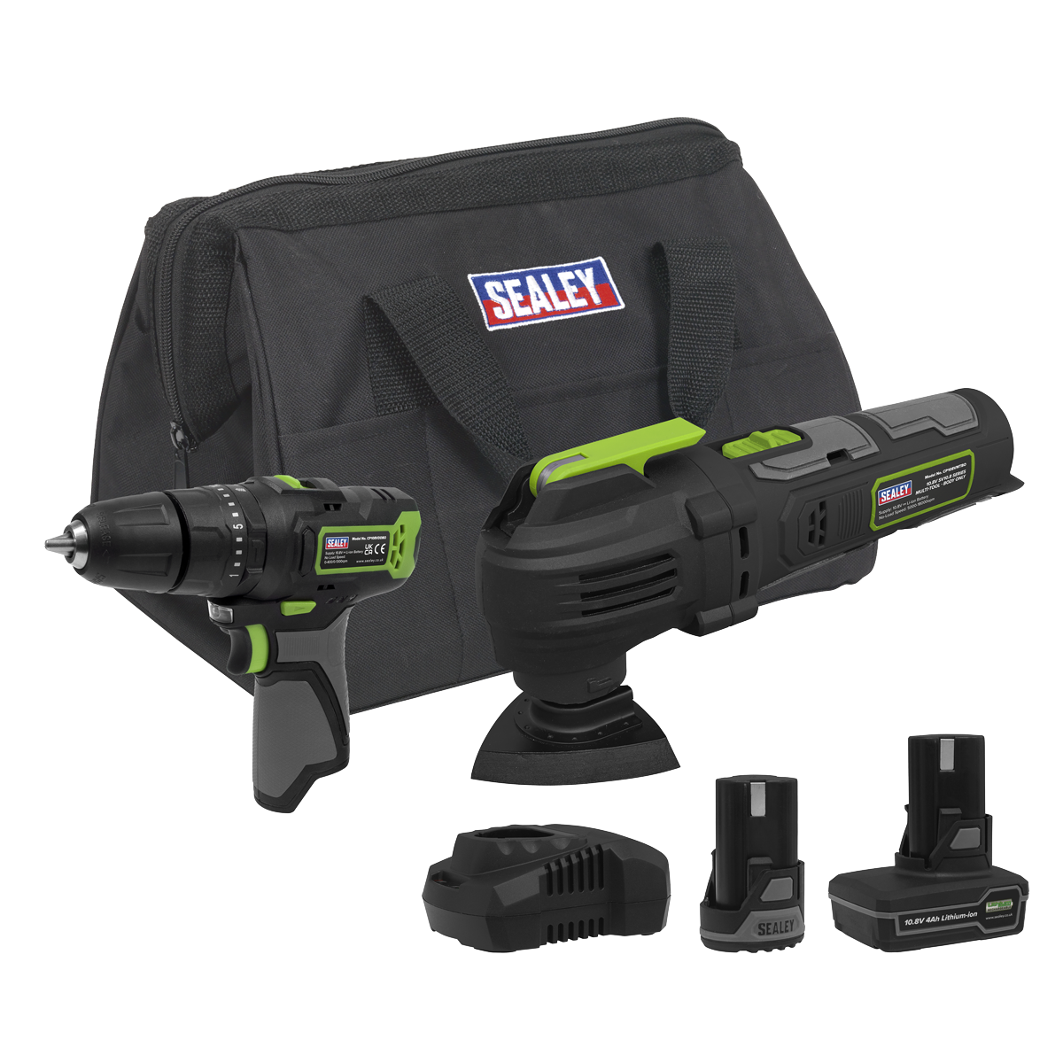 Sealey SV10.8 Series 2x 10.8V Combi Drill & Multi-Tool Kit With 2 Batteries
