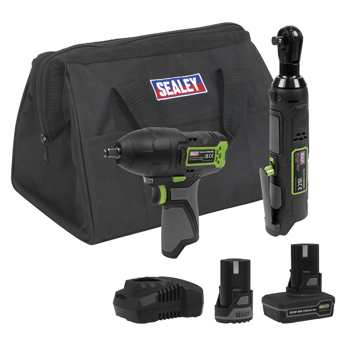 Sealey SV10.8 Series 2x 10.8V Impact Wrench & Ratchet Wrench Kit CP108VCOMBO6