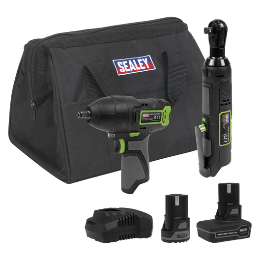 Sealey SV10.8 Series 2x 10.8V Impact Wrench & Ratchet Wrench Kit CP108VCOMBO6
