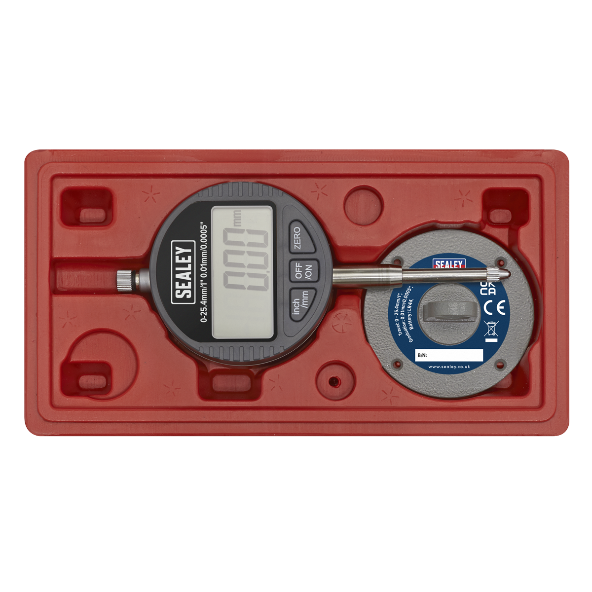 Sealey Dual Reading Digital Dial Bore Gauge With Lugged Back Plate DBG506D