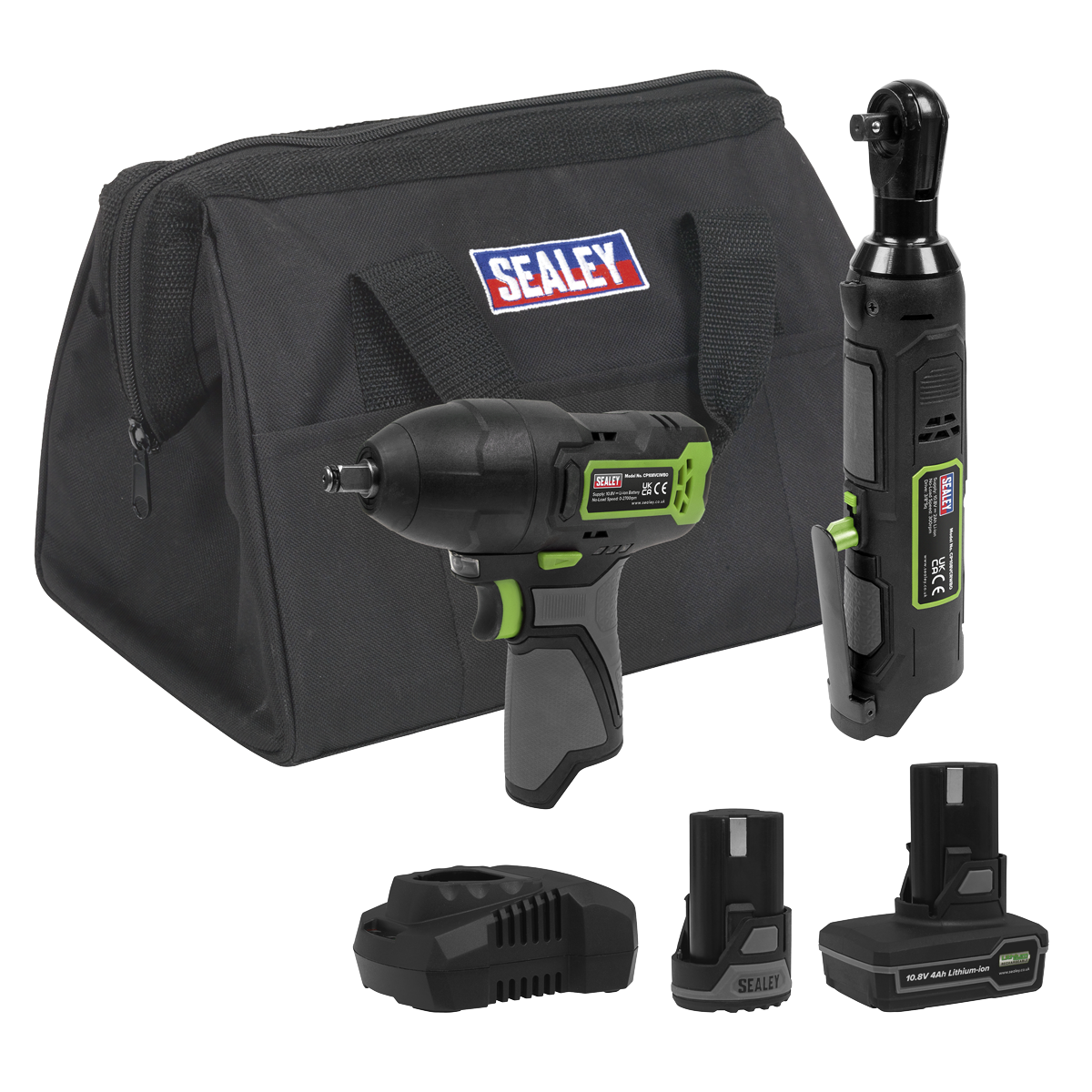 Sealey SV10.8 Series 2x 10.8V Impact Wrench & Ratchet Wrench Kit - 2 Batteries