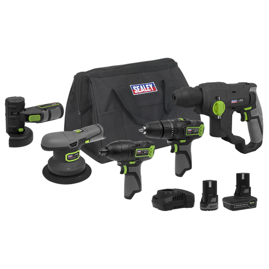 Sealey SV10.8 Series 5x 10.8V Cordless Combo Kit - 2 Batteries CP108VCOMBO7