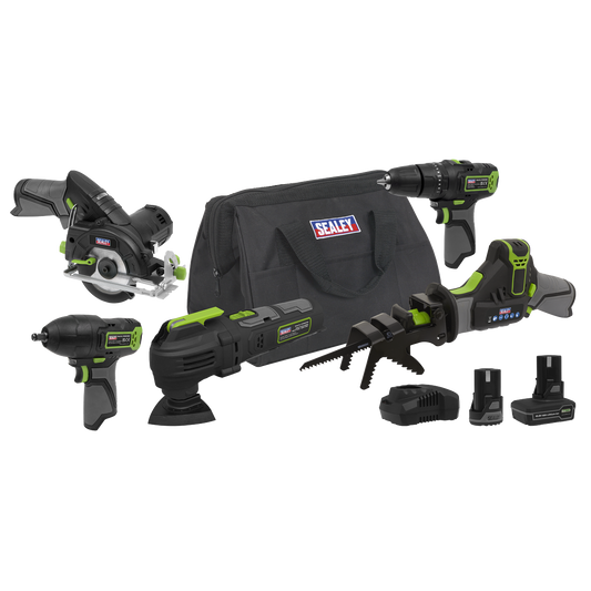 Sealey SV10.8 Series 5x 10.8V Cordless Combo Kit - 2 Batteries CP108VCOMBO8