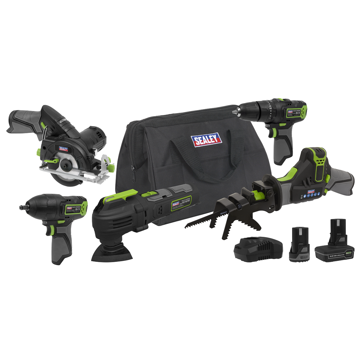 Sealey SV10.8 Series 5x 10.8V Cordless Combo Kit - 2 Batteries CP108VCOMBO8EU