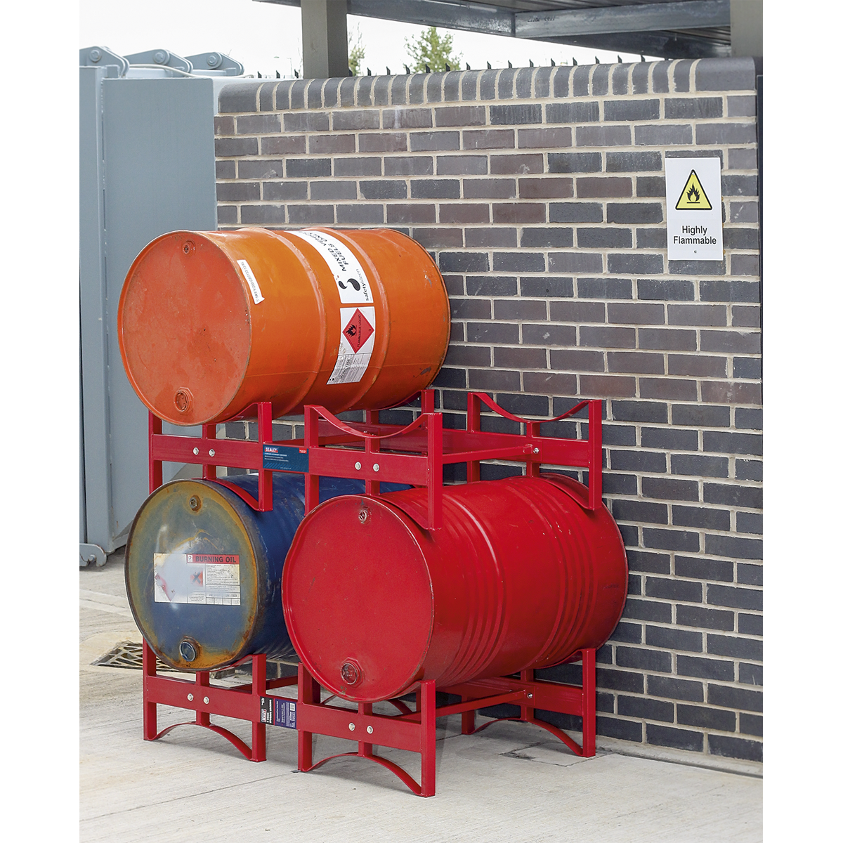 Sealey 2 Drum Storage Racking For 2 x 205 Litres Heavy Duty Steel - Red DRP34