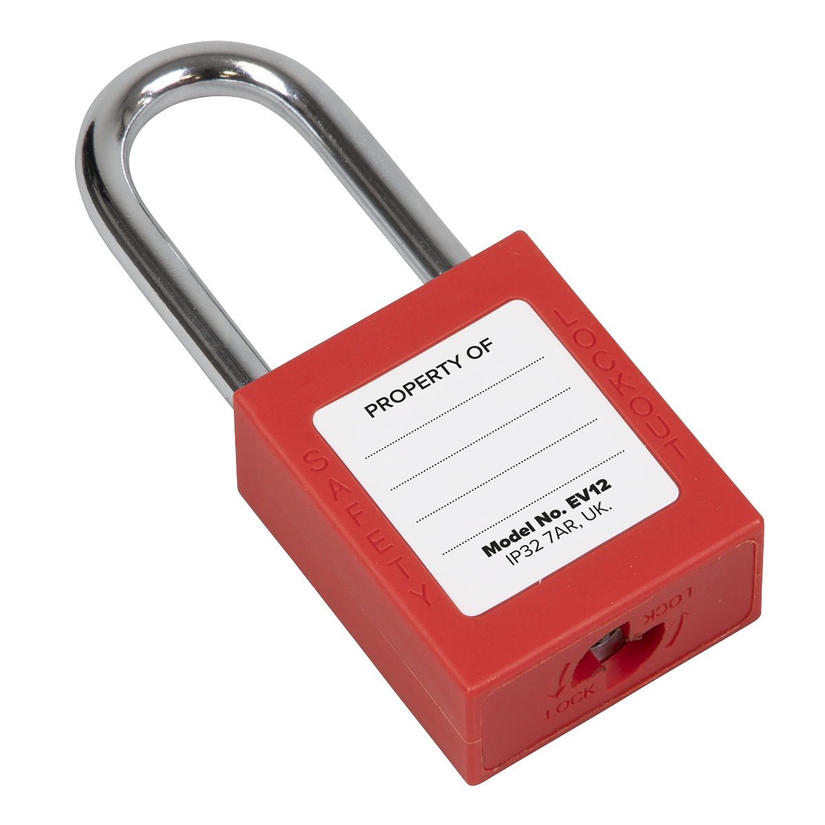 Sealey Safety Lockout Padlock Heavy Duty 6mm Steel Shackle With 2 Keys EV11