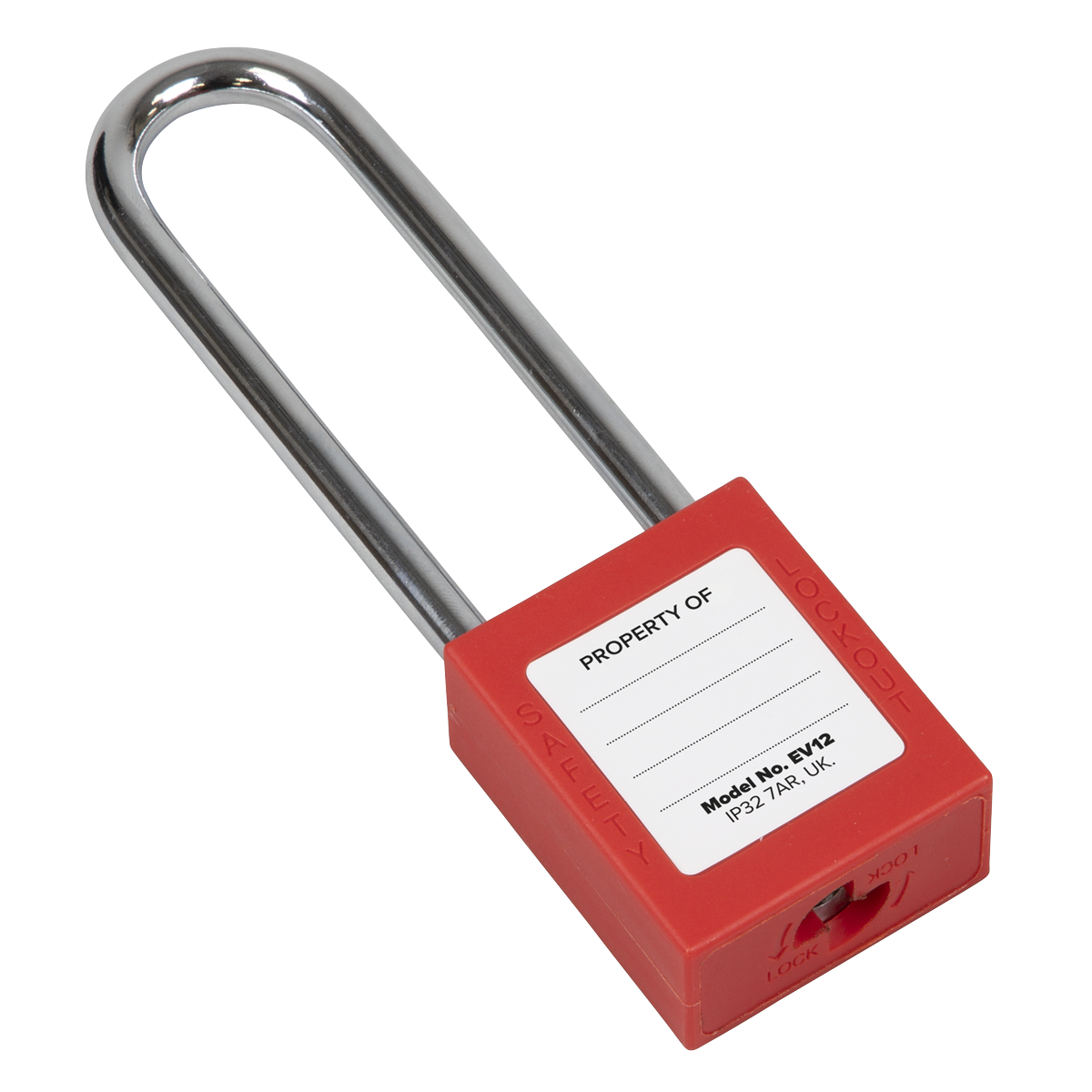 Sealey Safety Lockout Padlock Long Shackle Heavy Duty 6mm Steel Shackle EV12