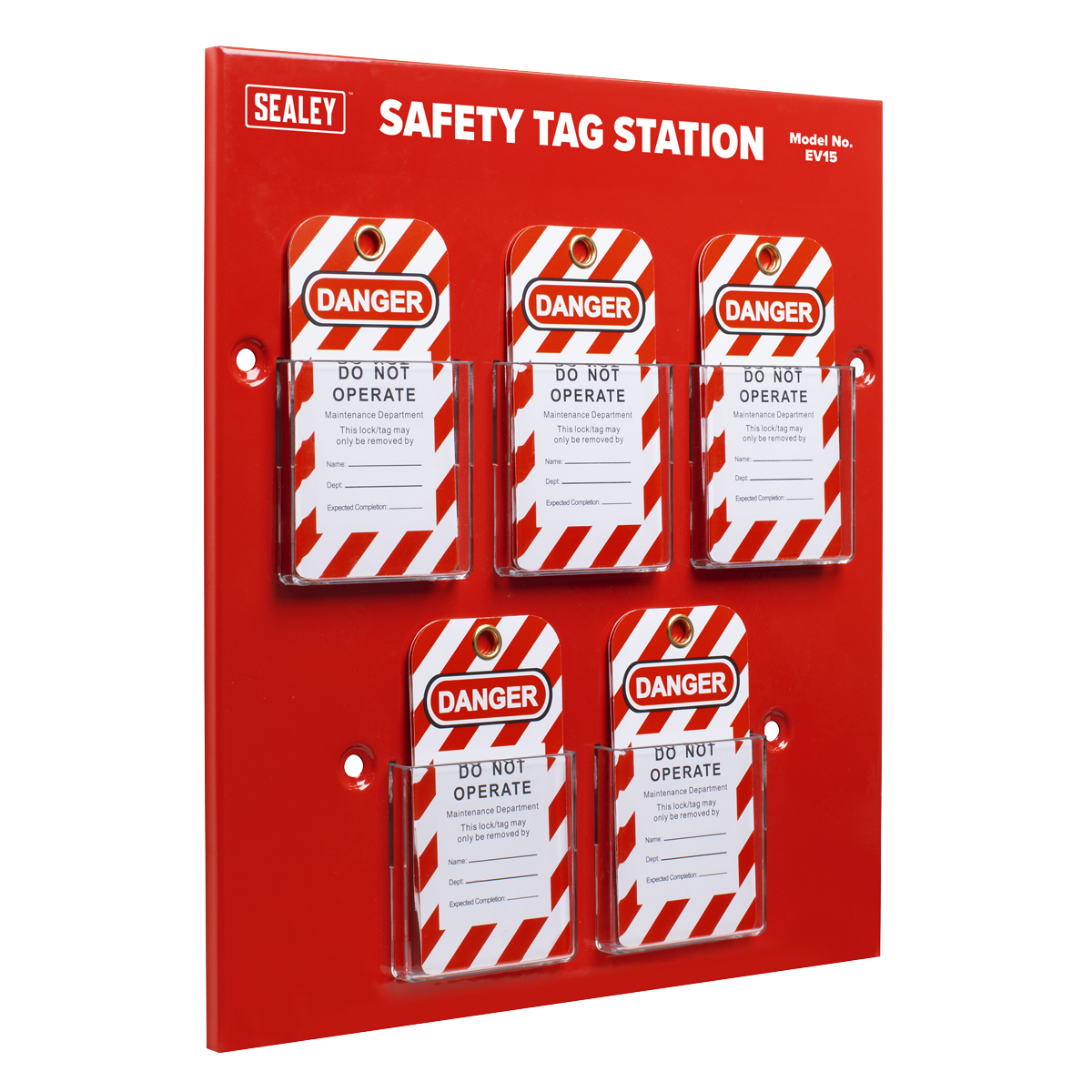 Sealey Safety Tag Station 86 x 15 x 90mm Wall Mountable High Grade Steel EV15