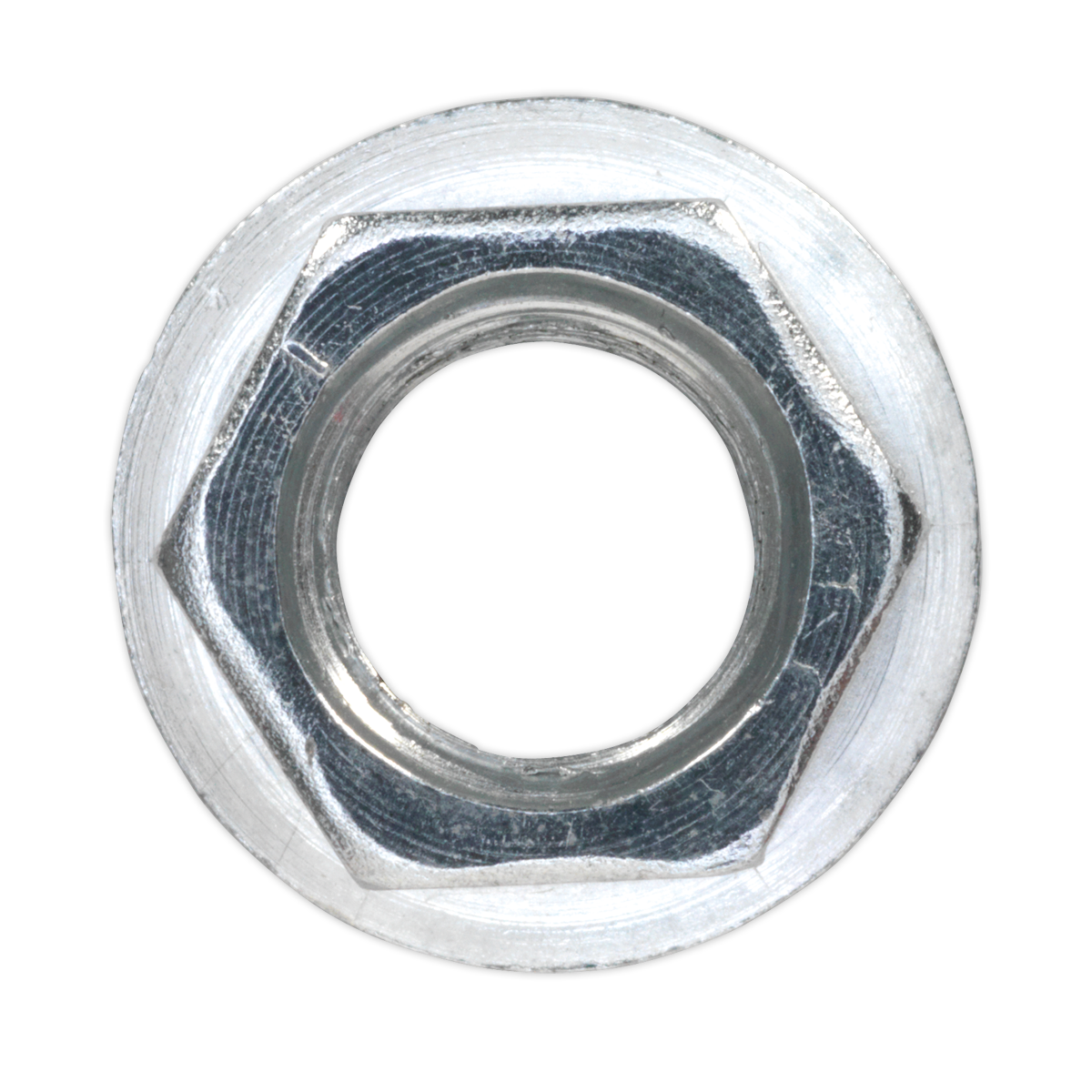 Sealey Flange Nut Serrated M10 Zinc Plated DIN 6923 Silver Pack of 100 Pcs FN10
