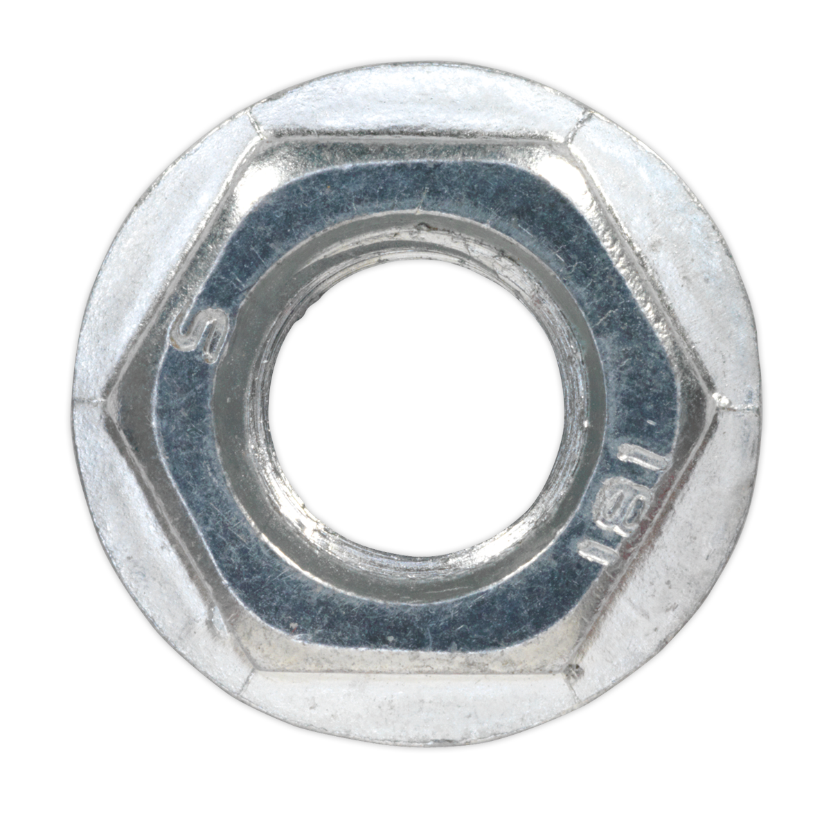 Sealey Flange Nut Serrated M12 Zinc Plated DIN 6923 Silver Pack of 50 Pcs FN12