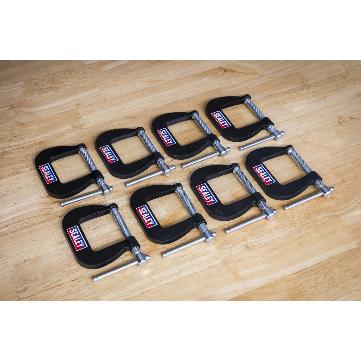 Sealey Junior C-Clamp Set 38mm x 38mm Jaw Opening/Throat Depth 8 Pieces GCC03
