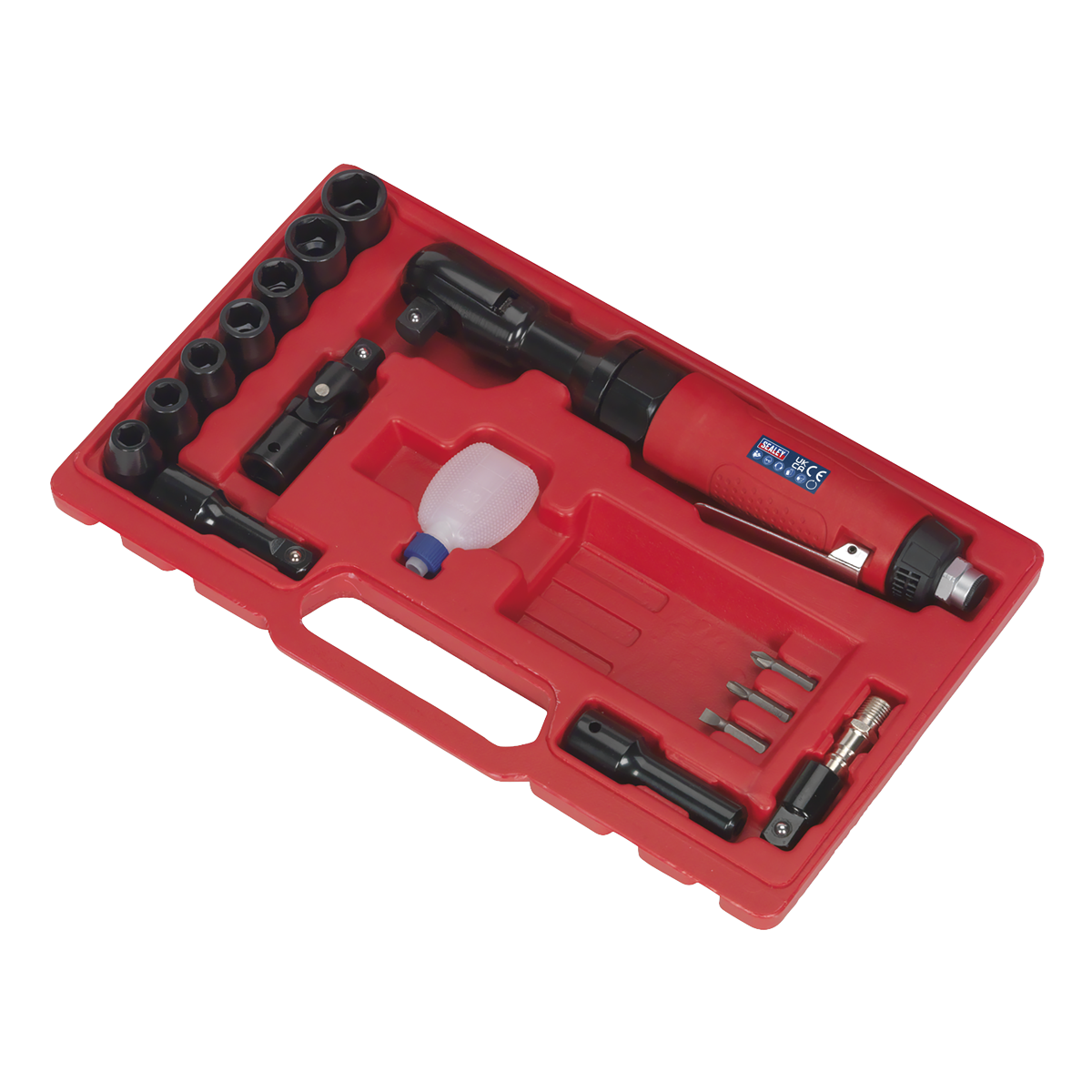 Sealey Air Ratchet Wrench Kit With Soft Grip Handle 1/2" Square Drive GSA21KIT