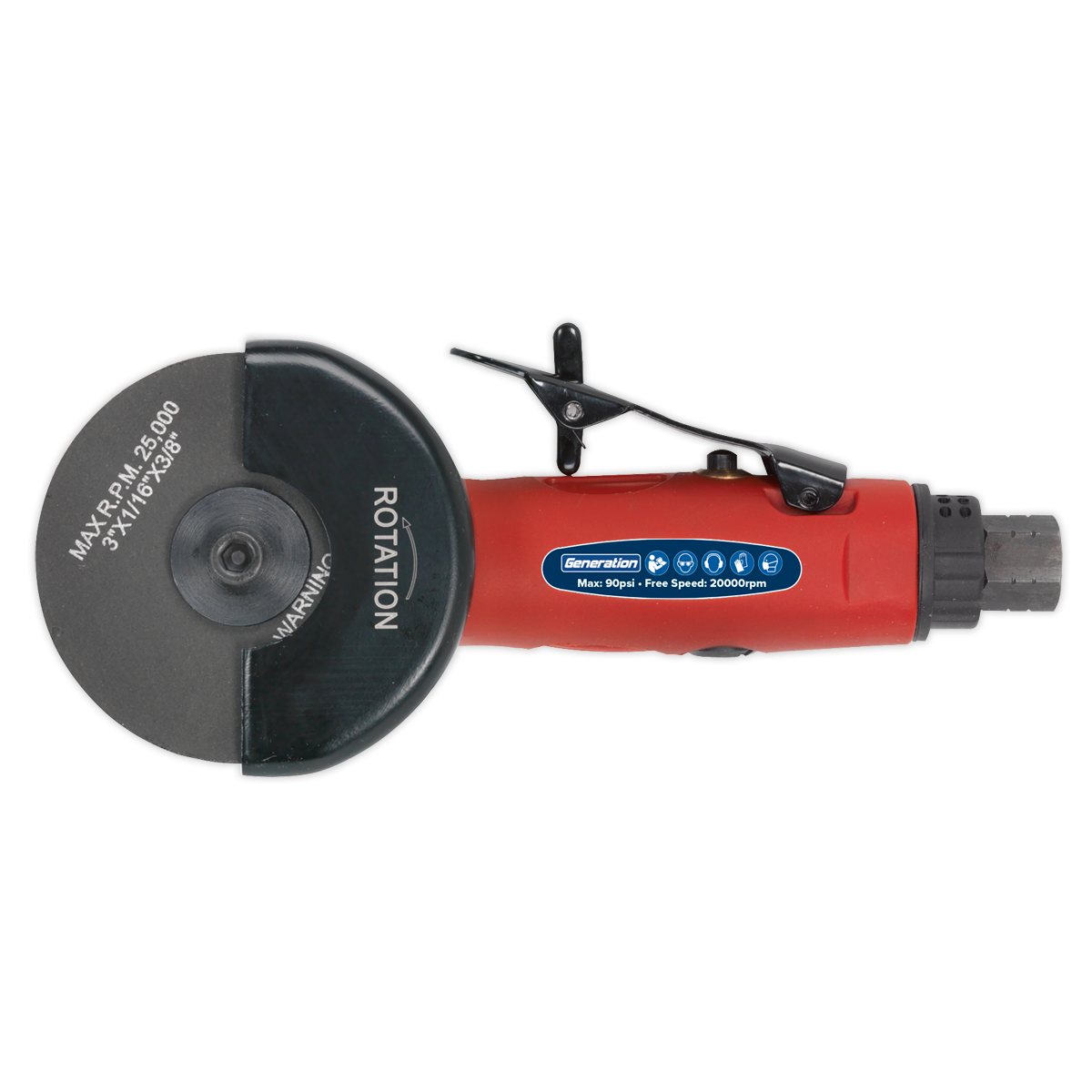 Sealey 75mm Straight Air Cut-Off Tool With 4-Position Air Valve 20000rpm GSA26