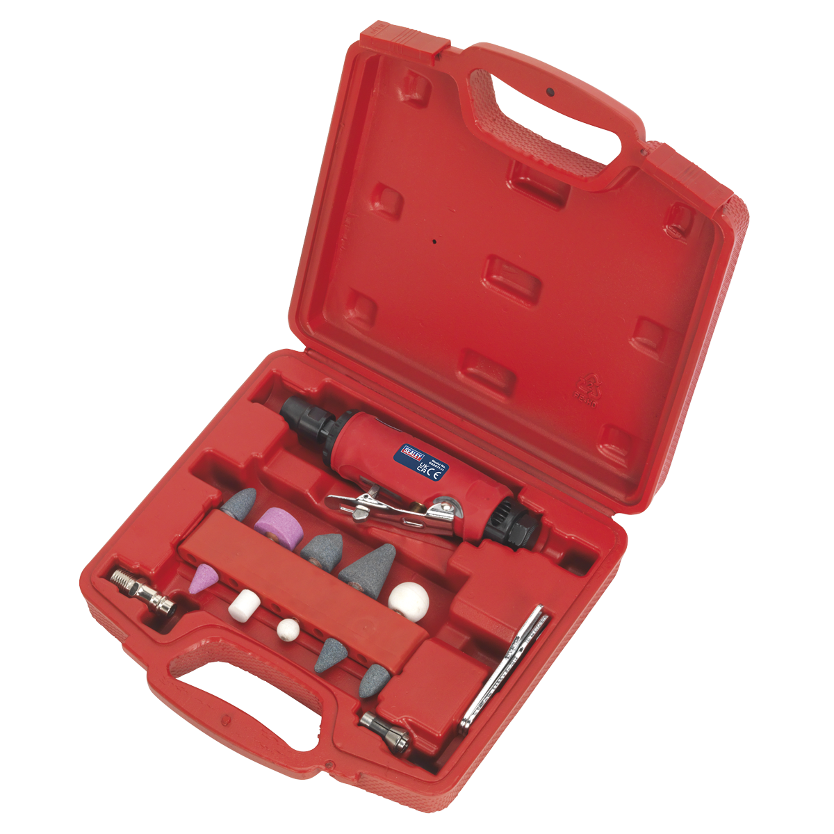 Sealey Air Die Grinder Kit With Low Noise Air Exhaust 13 Pieces Set GSA67