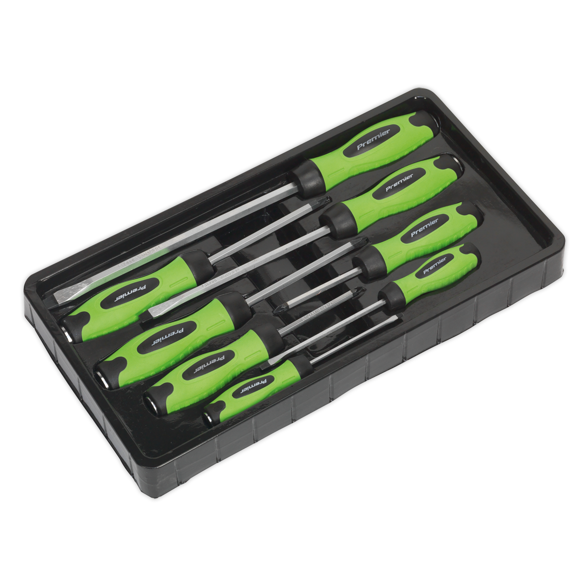 Sealey 8 Piece Hammer Thru Screwdriver Set Hi-Vis Professional Green HV002