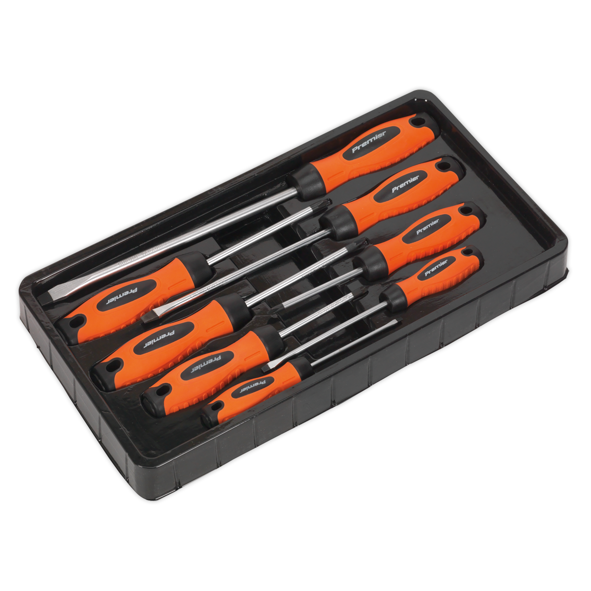 Sealey Screwdriver Set With Ergonomically Shaped Handles 8pc Hi-Vis Orange HV003