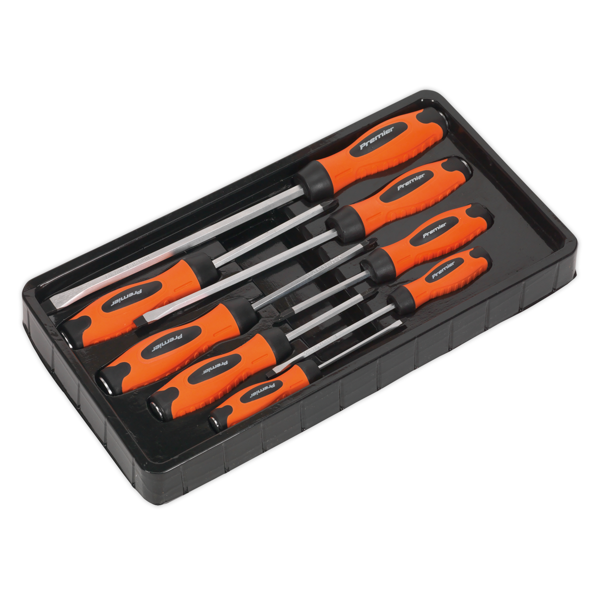 Sealey Screwdriver Set 8 Pcs Hammer-Thru Hi-Vis Textured Handles Orange HV004