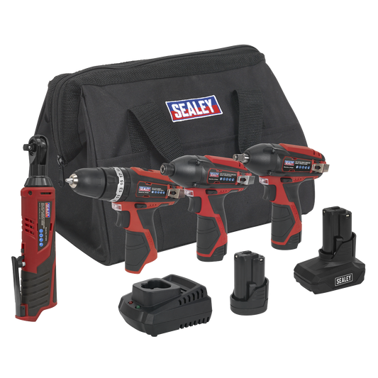 Sealey 4 x 12V SV12 Series Cordless Power Tool Combo Lightweight Kit CP1200COMBO