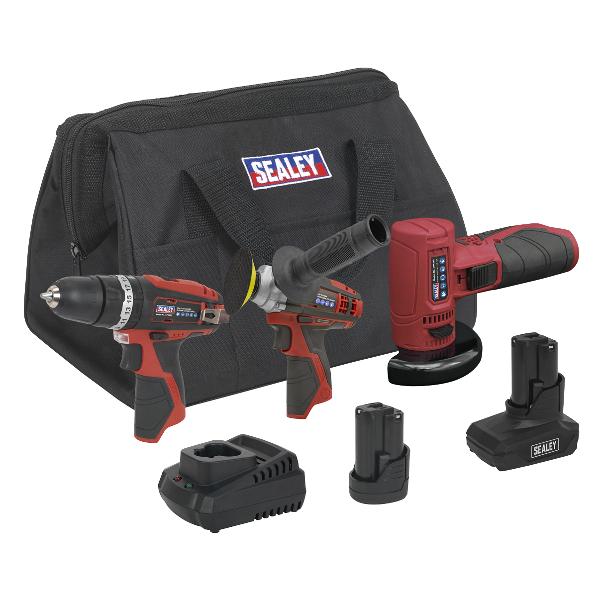 Sealey 12V 1x3Ah 1x1.5Ah 3 Pieces Cordless Power Tool Combo Kit CP1200COMBO7