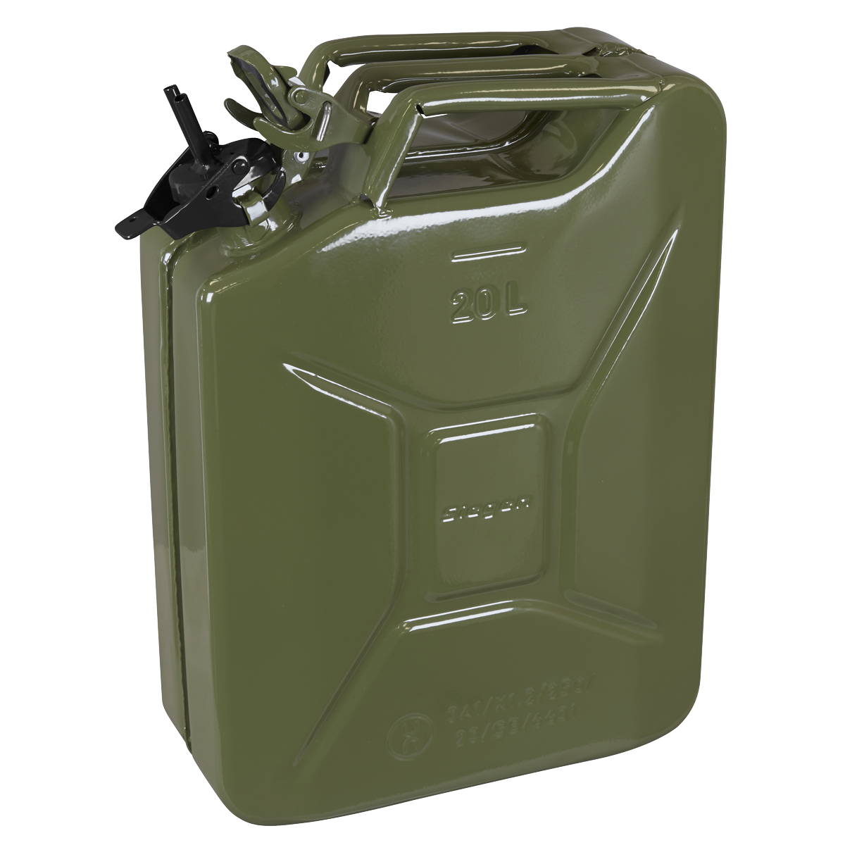 Siegen Jerry Can From 0.8mm Steel With Protective Lining 20L Green JCY20G