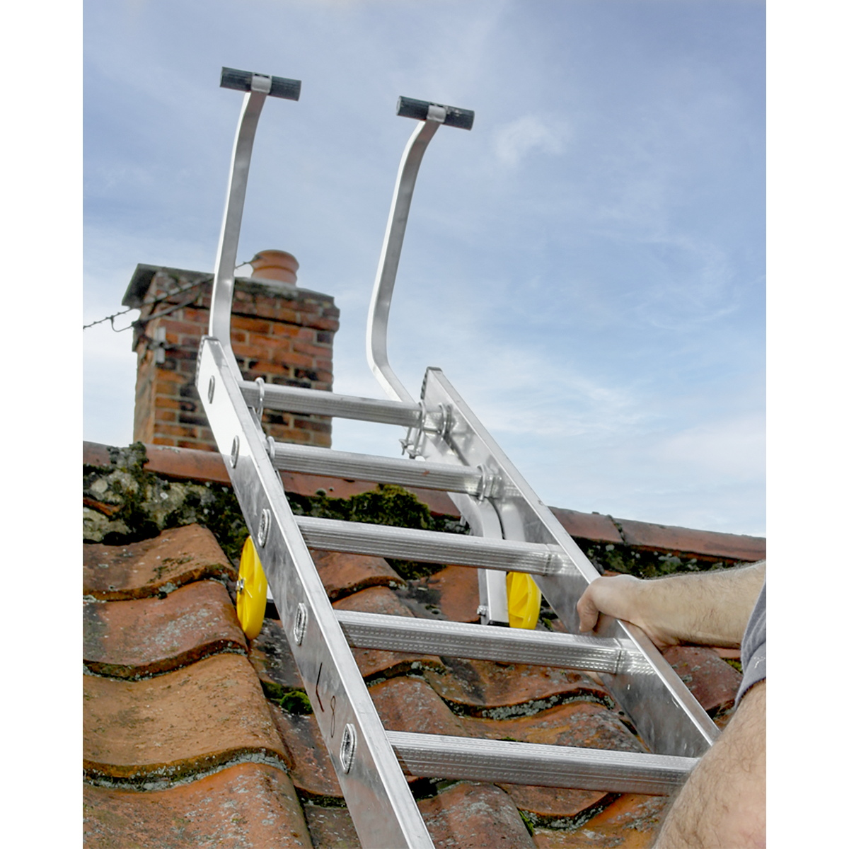 Sealey Ladder Roof Hook Aluminium 150kg Capacity Anti Slip Rubber Feet LAD003