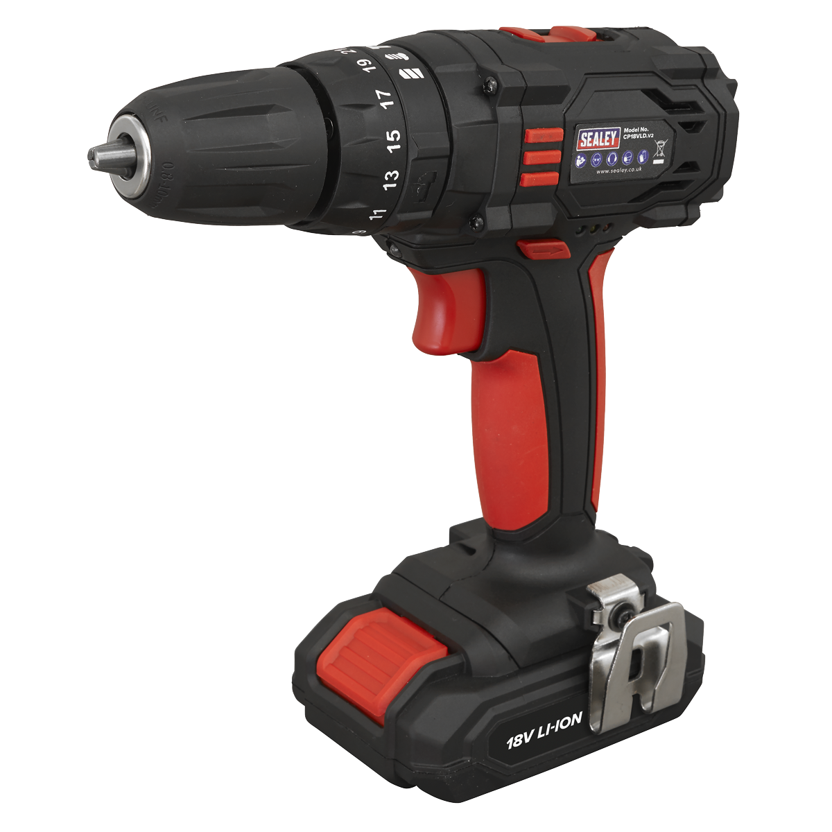 Sealey 18V 1.5Ah Ø10mm Cordless Combi Drill With LED Worklight 31Nm CP18VLD