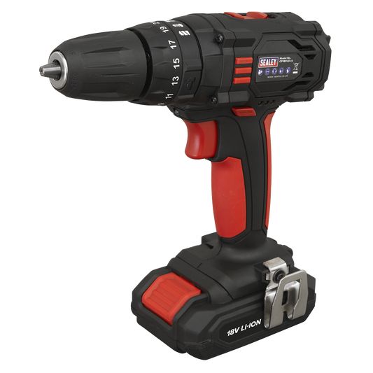Sealey 18V 1.5Ah Ø10mm Cordless Combi Drill With LED Worklight 31Nm CP18VLD