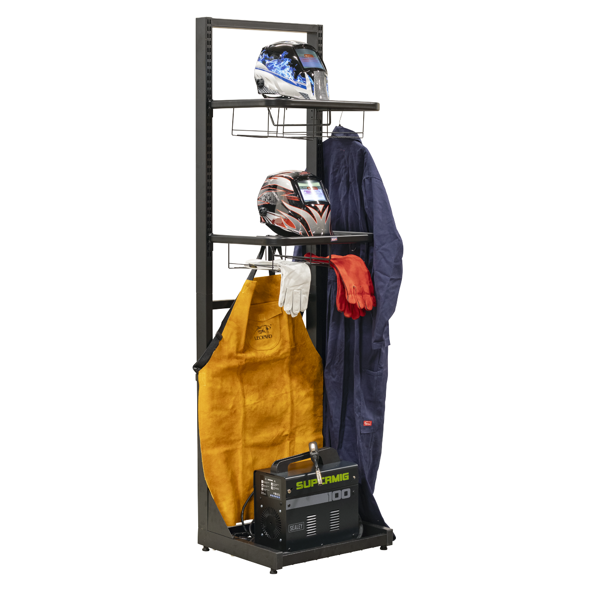 Sealey Motorcycle Helmet Gear Tidy Freestanding Steel Adjustable Shelves MS081FS