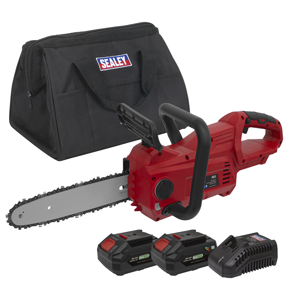 Sealey 20V SV20 Series 25cm Cordless Chainsaw Kit - 2 Batteries CP20VCHSKIT