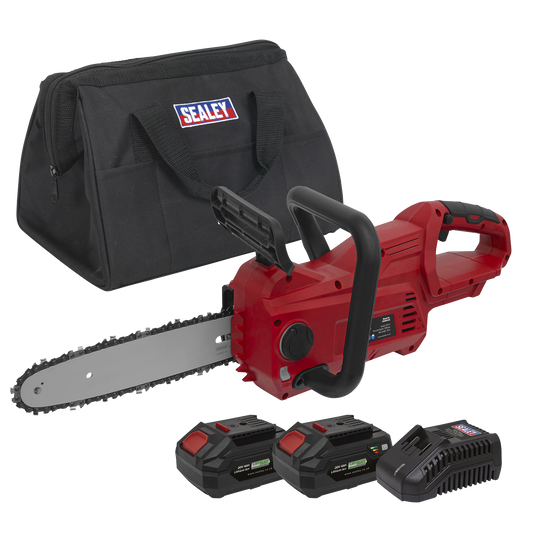 Sealey 20V SV20 Series 25cm Cordless Chainsaw Kit - 2 Batteries CP20VCHSKIT